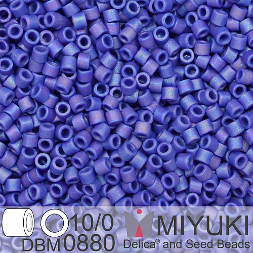 Korálky Miyuki Delica 10/0. Barva Matte Opaque Cobalt AB DBM0880. Balení 5g.