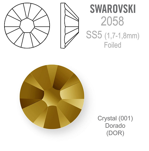 SWAROVSKI 2058 XILION FOILED velikost SS5 barva CRYSTAL DORADO