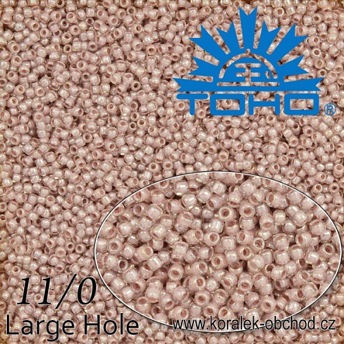 Korálky TOHO Takumi Large-Hole ROUND (kulaté). Velikost 11/0. Barva č. 353-Inside-Color Crystal/Lavender Lined . Balení 8g.