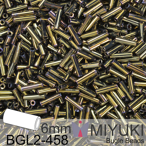 Korálky Miyuki Bugle Bead 6mm. Barva BGL2-458 Metallic Brown Iris. Balení 10g.