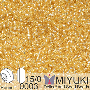 Korálky Miyuki Round 15/0. Barva 0003 Silverlined Gold . Balení 5g