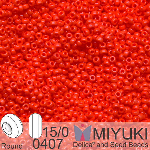 Korálky Miyuki Round 15/0. Barva 0407 Opaque Vermillion Red. Balení 5g