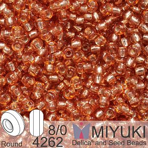 Korálky Miyuki Round 8/0. Barva 4262 Duracoat Silverlined Dyed Rose Copper. Balení 5g