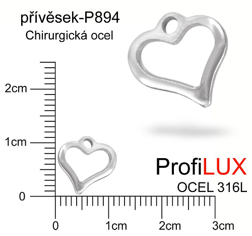 Přívěsek Chirurgická Ocel ozn-P894 SRDCE velikost  11x11mm. Řada přívěsků ProfiLUX
