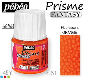 Barva na Šperky PRISME Fantasy Pébéo . barva č.61 Fluorescent ORANGE. Balení 45ml. 