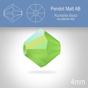 PRECIOSA Bicone MC BEAD (sluníčko) velikost 4mm. Barva PERIDOT Aurore Boreale Matt. Balení 30ks .
