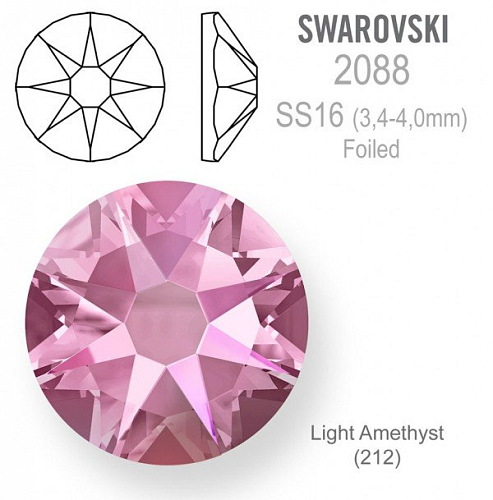 SWAROVSKI 2088 XIRIUS FOILED velikost SS16 barva Light Amethyst 