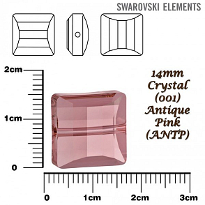 SWAROVSKI Stairway BEAD 5624 barva CRYSTAL ANTIQUE PINK velikost 14mm.