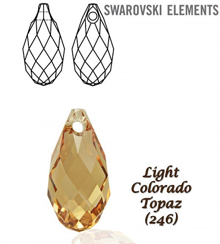 Swarovski 6010 Briolette Pendant 11x5,5mm. Barva LIGHT COLORADO TOPAZ 