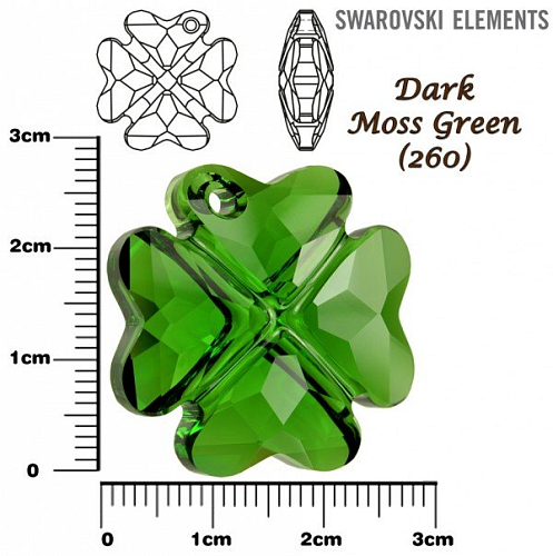 SWAROVSKI 6764 CLOVER Pendant barva DARK  MOSS GREEN velikost 28mm.