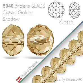 SWAROVSKI Briolette Beads 5040. Barva Crystal Golden Shadow. Velikost 4mm