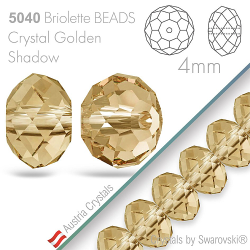 SWAROVSKI Briolette Beads 5040. Barva Crystal Golden Shadow. Velikost 4mm