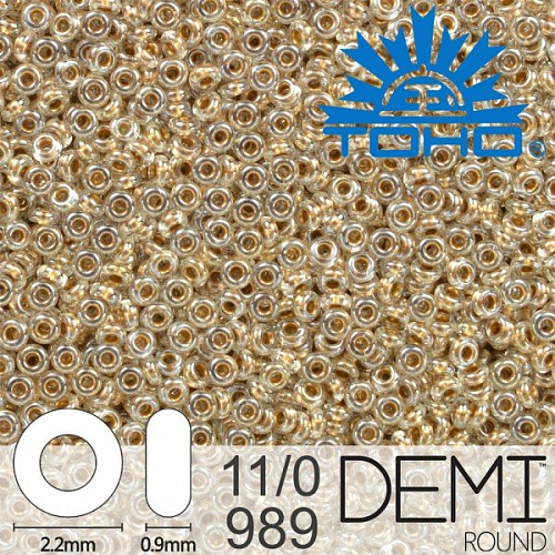 Korálky TOHO Demi Round 11/0. Barva 989 Gold-Lined Crystal . Balení 5g.