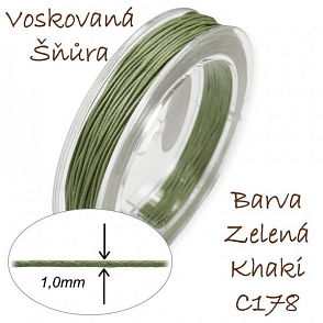 Voskovaná šňůra-síla 1,0mm v barvě zelené KHAKI číslo C178