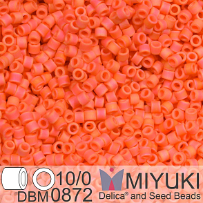 Korálky Miyuki Delica 10/0. Barva Matte Opaque Orange AB DBM0872. Balení 5g.