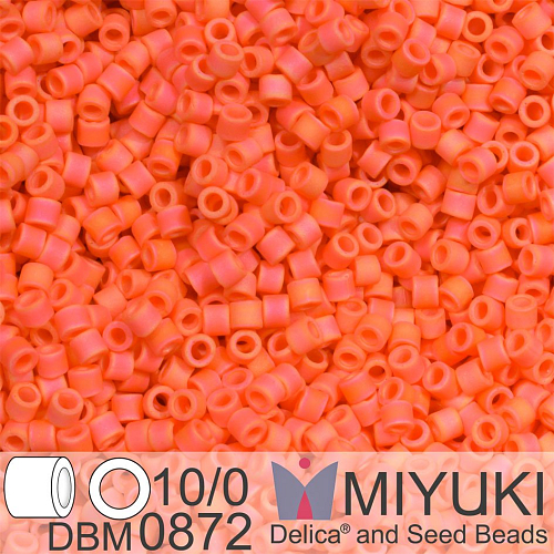Korálky Miyuki Delica 10/0. Barva Matte Opaque Orange AB DBM0872. Balení 5g.