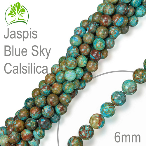 Korálky z minerálů Jaspis Blue Sky Calsilica přírodní polodrahokam. Velikost pr.6mm. Balení 12Ks.