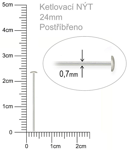 Ketlovací Nýt  velikost 24mm. Barva stříbrná.