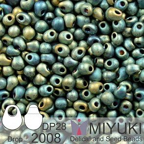 Korálky Miyuki Drop 2,8mm. Barva 2008 Matte Met Patina Iris. Balení 5g