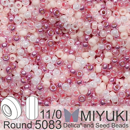 Korálky Miyuki Round 11/0. Barva  Cotton Candy Mix 5083. Balení 5g.