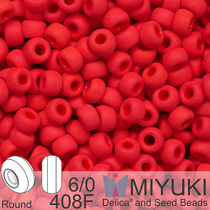 Korálky Miyuki MIX Round 6/0. Barva 408F Matte Opaque Red. Balení 5g