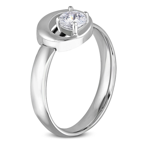 Prsten z ocele RCZ 178 s krystalovým kamínkem v oválku o velikosti 6