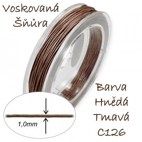 Voskovaná šňůra-síla 1,0mm v barvě tmavě hnědé číslo C126