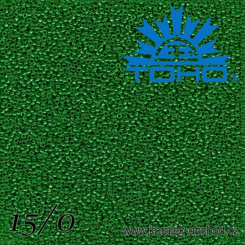 Korálky TOHO tvar ROUND (kulaté). Velikost 15/0. Barva č. 7B-Transparent Grass Green. Balení 5g.