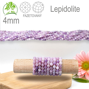Korálky z minerálů Lepidolite Fazetovaný přírodní polodrahokam. Velikost pr.4mm. Balení 95Ks.