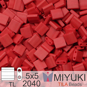 Korálky MIYUKI tvar TILA BEADS velikost 5x5mm. Barva TL-2040 Matte Metallic Brick Red. Balení 5g.