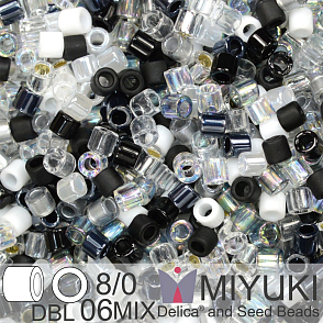 Korálky Miyuki Delica 8/0. Barva Salt and Pepper DBL06MIX. Balení 5g.