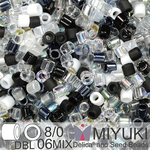 Korálky Miyuki Delica 8/0. Barva Salt and Pepper DBL06MIX. Balení 5g.