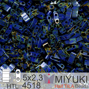 Korálky Miyuki Half Tila. Barva Opaque Cobalt Picasso HTL 4518 Balení 3g