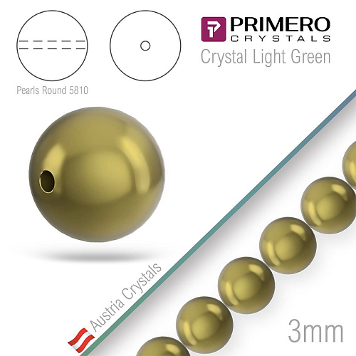 Korálky PRIMERO Crystals 5810. Barva Crystal Light Green. Velikost 3mm balení-50Ks.