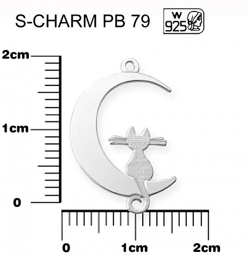 Přívěsek tvar KOČKA na MĚSÍCI ozn.PB 79. Materiál Ag925. Váha 0,62g