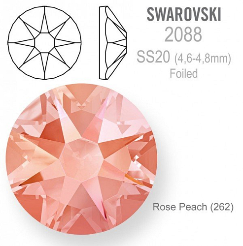 SWAROVSKI 2088 XIRIUS FOILED velikost SS20 barva Rose Peach
