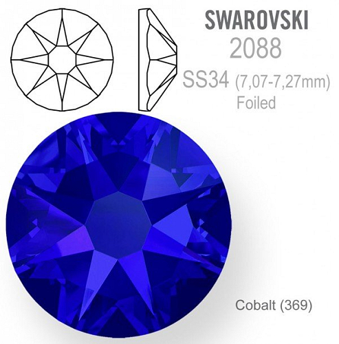 SWAROVSKI 2088 XIRIUS FOILED velikost SS34 barva Cobalt 