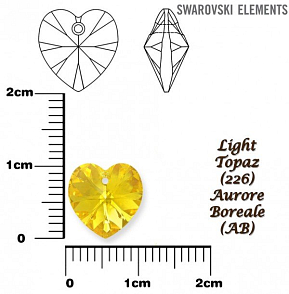 SWAROVSKI Heart Pendant barva LIGHT TOPAZ AURORE BOREALE velikost 10,3x10mm.