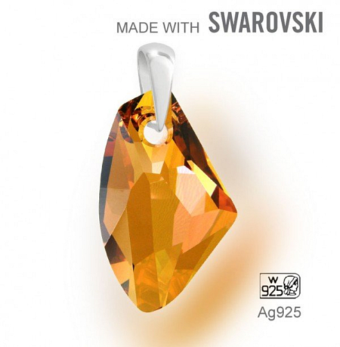 Přívěsek Made with Swarovski 6656 Crystal (001) Copper (COP) 27mm+šlupna Ag925