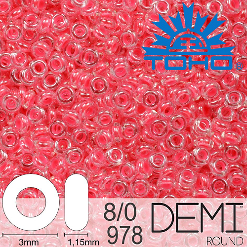 Korálky TOHO Demi Round 8/0. Barva 978 Luminous Neon Pink. Balení 5g