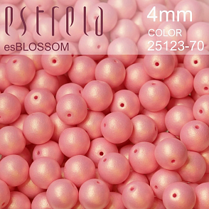 Korálky esBLOSSOM voskované tvar kulatý. Velikost 4mm. Barva 25123-70 (růžová+listr). Balení 31ks na návleku. 