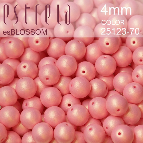 Korálky esBLOSSOM voskované tvar kulatý. Velikost 4mm. Barva 25123-70 (růžová+listr). Balení 31ks na návleku. 