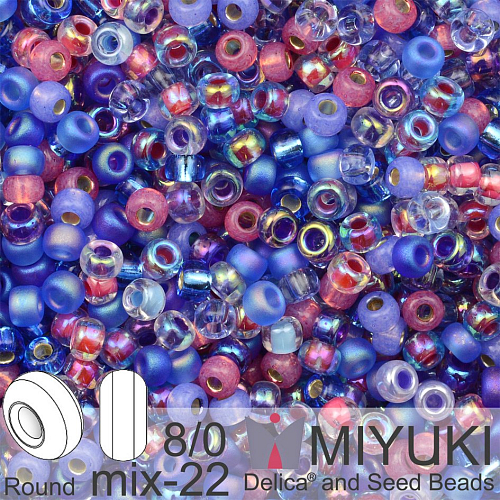 Korálky Miyuki Round 8/0. Barva MIX 22 Mix - Berries. Balení 5g