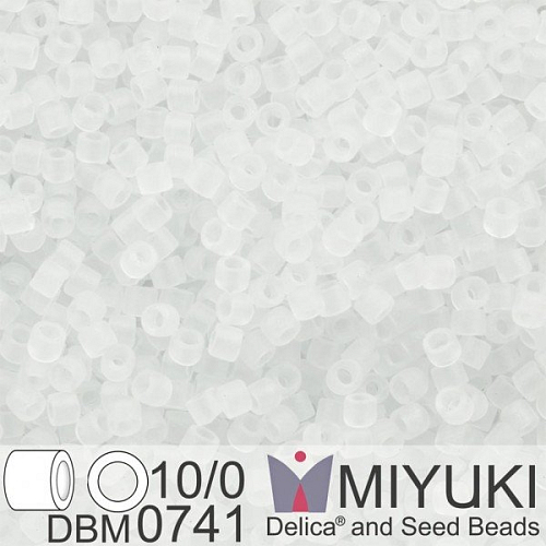 Korálky Miyuki Delica 10/0. Barva Matte Crystal DBM0741. Balení 5g.
