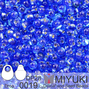 Korálky Miyuki Drop 2,8mm. Barva 0019 S/L Sapphire Balení 5g.