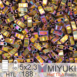 Korálky Miyuki Half Tila. Barva Metallic Purple Gold Iris HTL 188. Balení 3g.