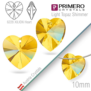 Korálky PRIMERO Crystals. Tvar 6228 XILION Heart. Barva Light Topaz Shimmer. Velikost 10mm