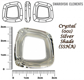 SWAROVSKI ELEMENTS Cosmic Square Ring 4437 barva CRYSTAL (001) SILVER SHADE (SSHA) Unfoiled velikost 30mm.