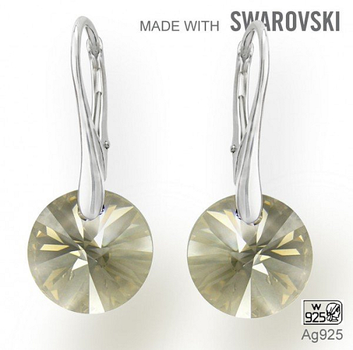 Náušnice sada Made with Swarovski 6428 Crystal (001) Silver Shade (SSHA) I12mm+náušnice Ag925