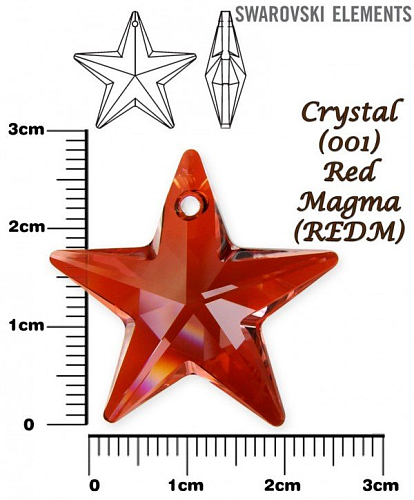 SWAROVSKI Starfish 6714 Pendant barva CRYSTAL RED MAGMA velikost 28mm.